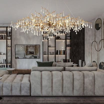 Korewolamp Tree Branch Bijou Crystal Drop Chandelier with hanging crystal drops and intricate branch design.