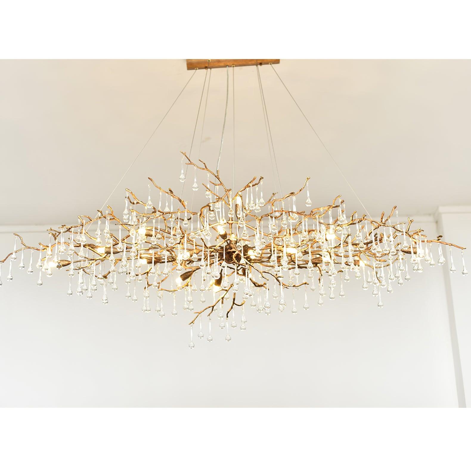Korewolamp Tree Branch Bijou Crystal Drop Chandelier with dangling crystal accents and intricate branch design.