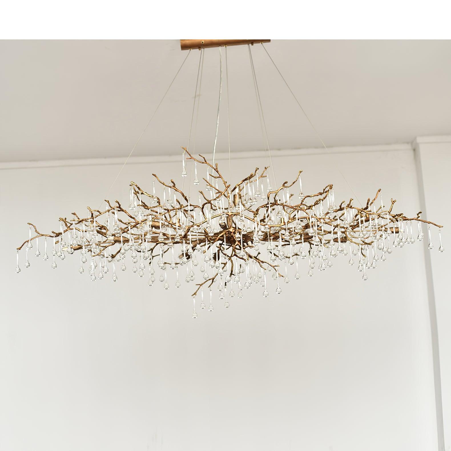 Korewolamp Tree Branch Bijou Crystal Drop Chandelier with hanging crystal droplets and intricate branch design.