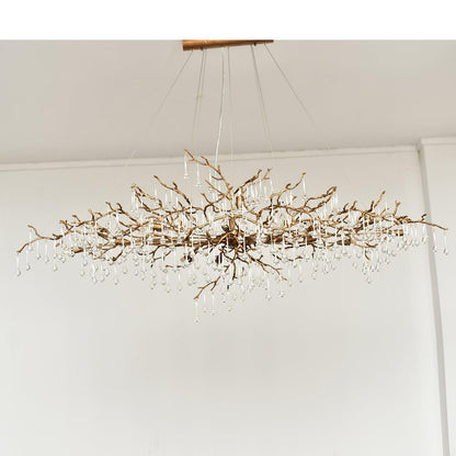 Korewolamp Tree Branch Bijou Crystal Drop Chandelier with hanging crystal droplets and intricate branch design.