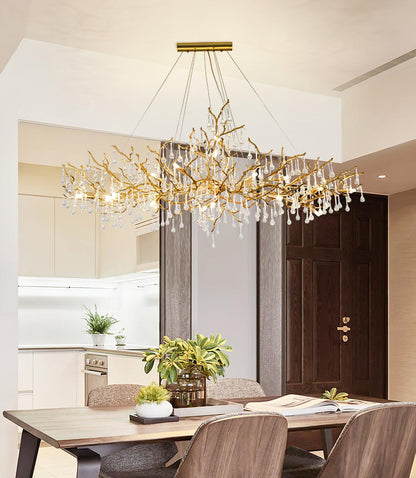 Korewolamp Tree Branch Bijou Crystal Drop Chandelier with cascading crystal drops and intricate branch-inspired design.