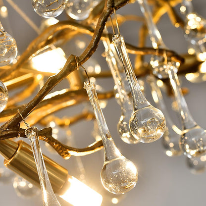 Korewolamp Tree Branch Bijou Crystal Drop Chandelier with cascading crystal drops and intricate branch design.