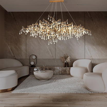 Korewolamp Tree Branch Bijou Crystal Drop Chandelier with multiple hanging crystal drops and intricate branch design.