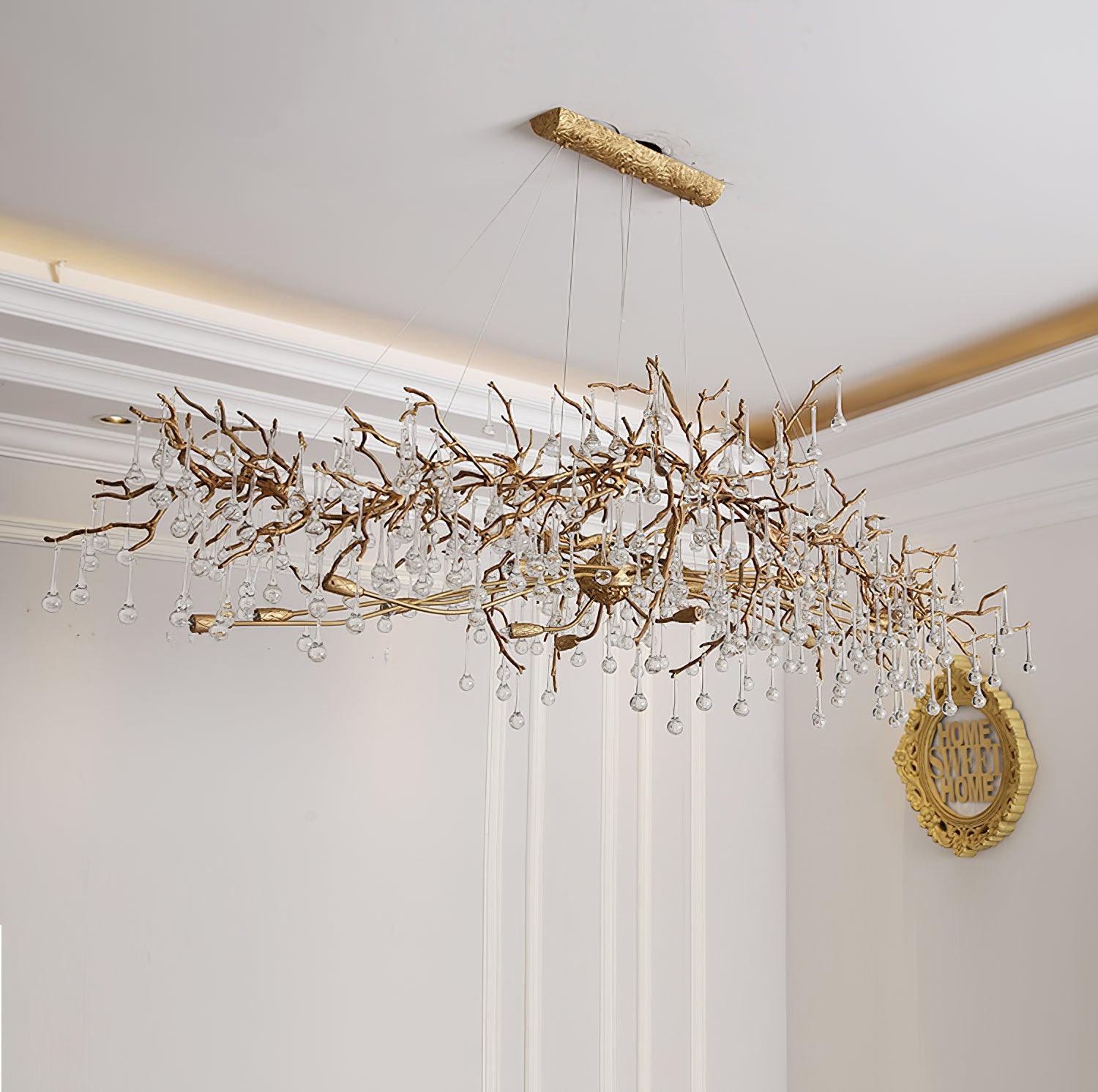 Korewolamp Tree Branch Bijou Crystal Drop Chandelier with hanging crystal drops and intricate metal branch design.