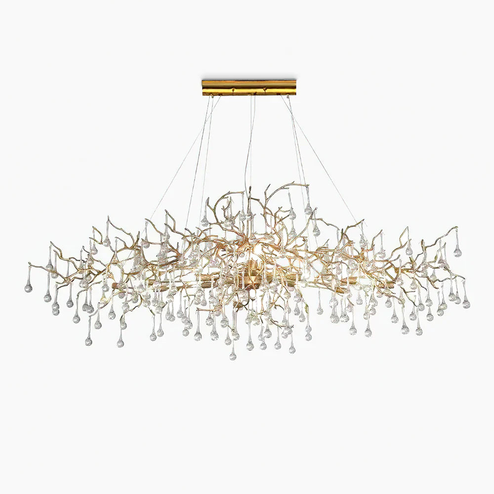 Korewolamp Tree Branch Bijou Crystal Drop Chandelier with intricate crystal drops and branch-inspired design, hanging elegantly.