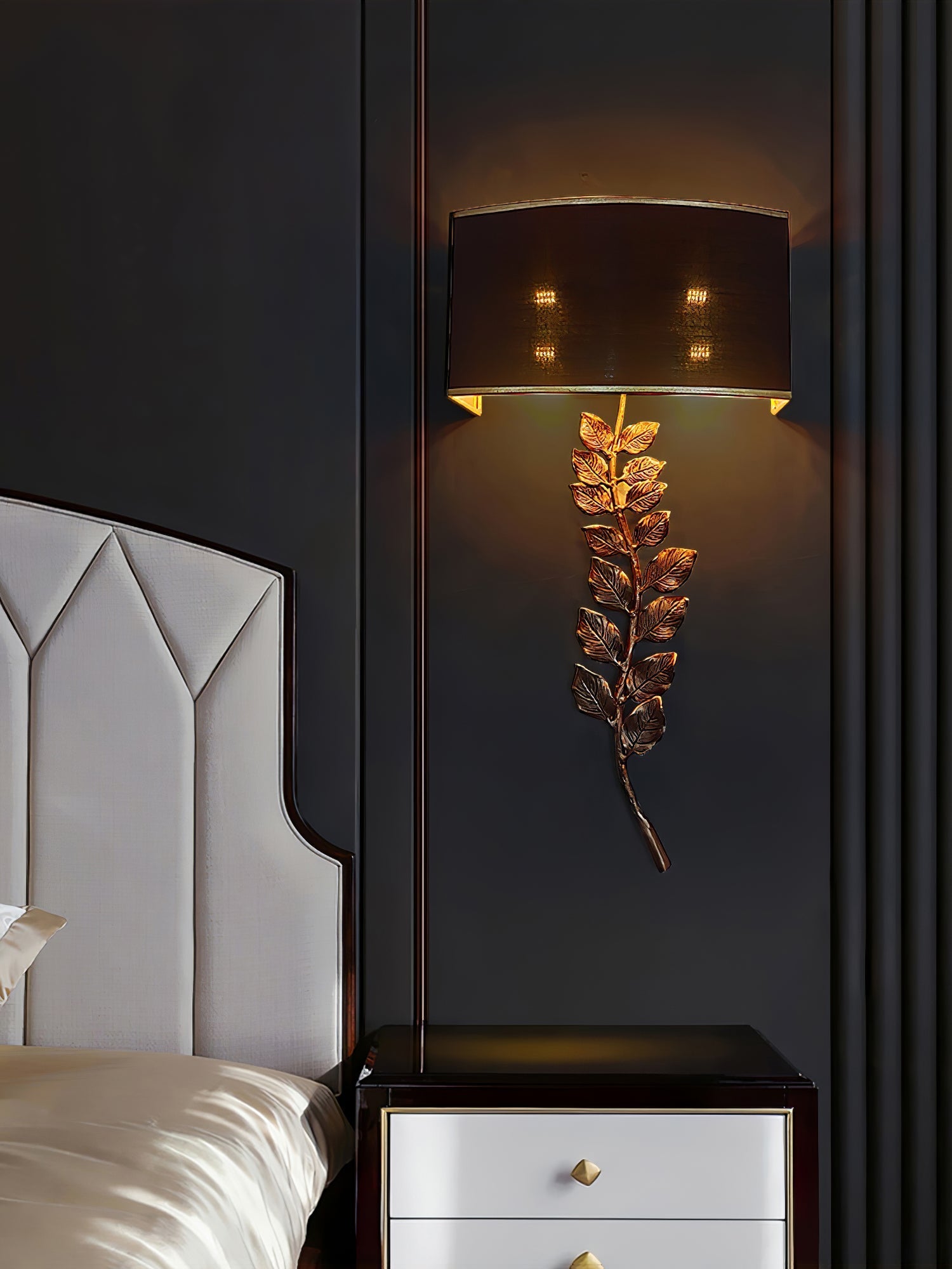 Korewolamp Birdwood Wall Lamp sconce with sleek metal finish and modern design, mounted on a wall for ambient lighting.