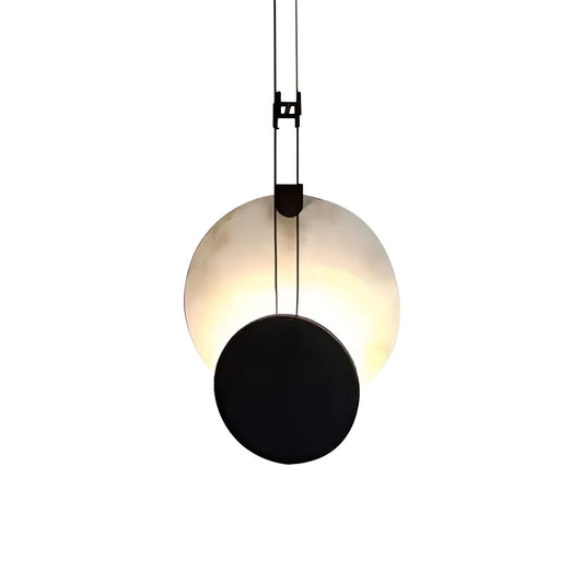 Black Paint Iron Disc Marble Pendant Lamp - Nuvé
