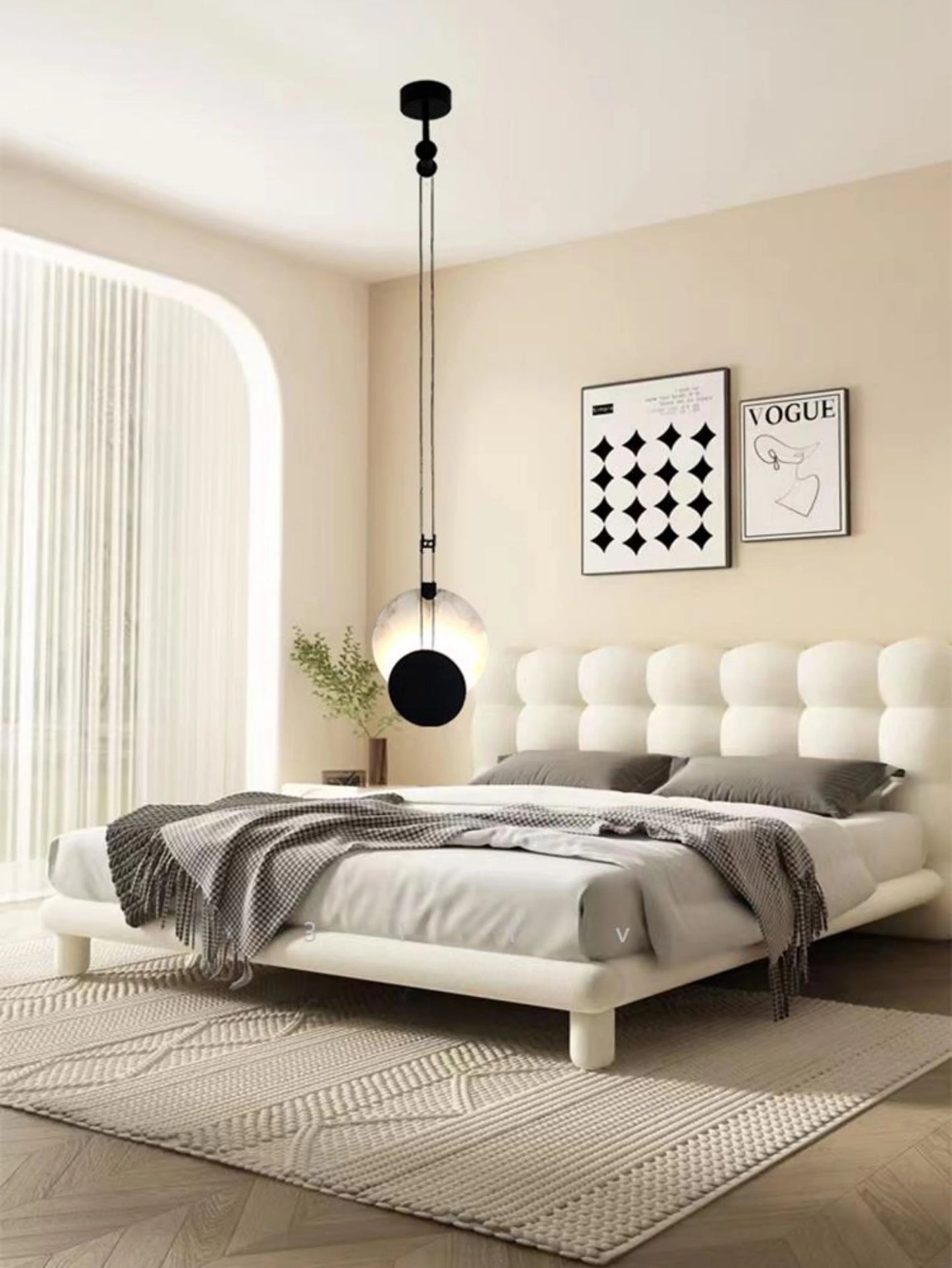 Black Paint Iron Disc Marble Pendant Lamp - Nuvé