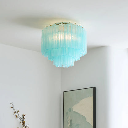 Blue Glass Tube Murano Ceiling Lamp - Nuvé