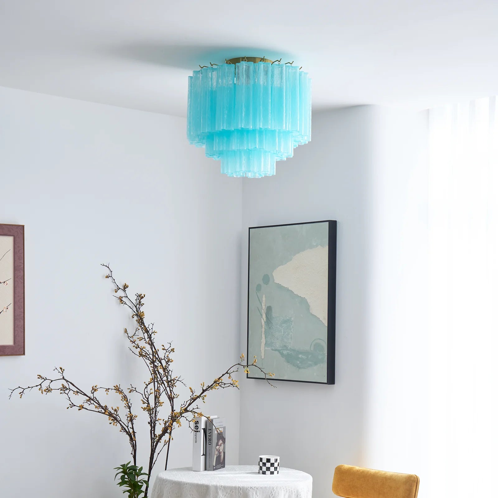 Blue Glass Tube Murano Ceiling Lamp - Nuvé