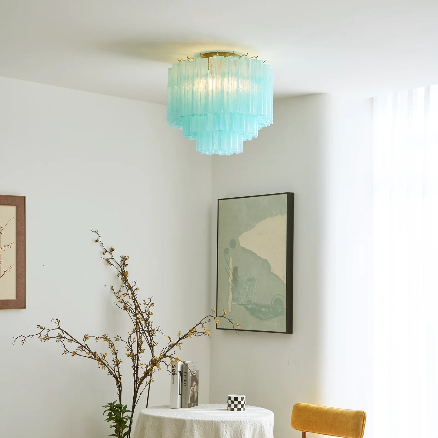 Blue Glass Tube Murano Ceiling Lamp - Nuvé