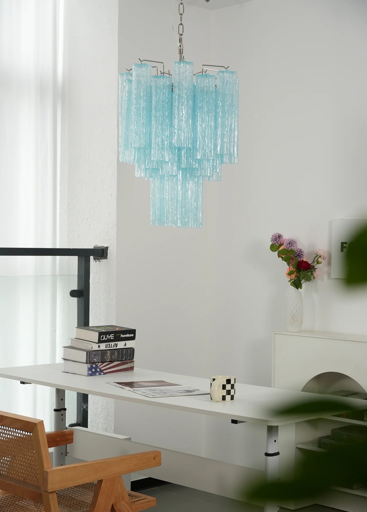 Blue Murano Glass Tube Chandelier - Nuvé