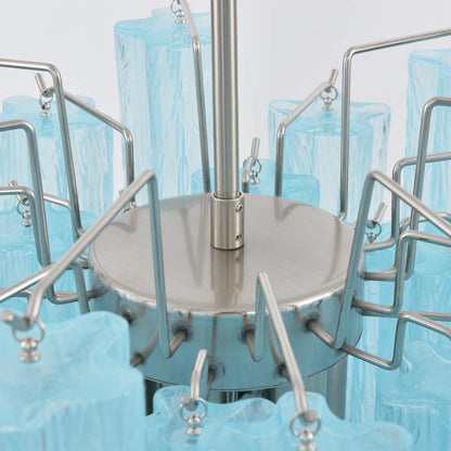 Marisol Fluted Blue Glass Tube Chandelier