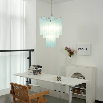 Blue Murano Glass Tube Chandelier - Nuvé