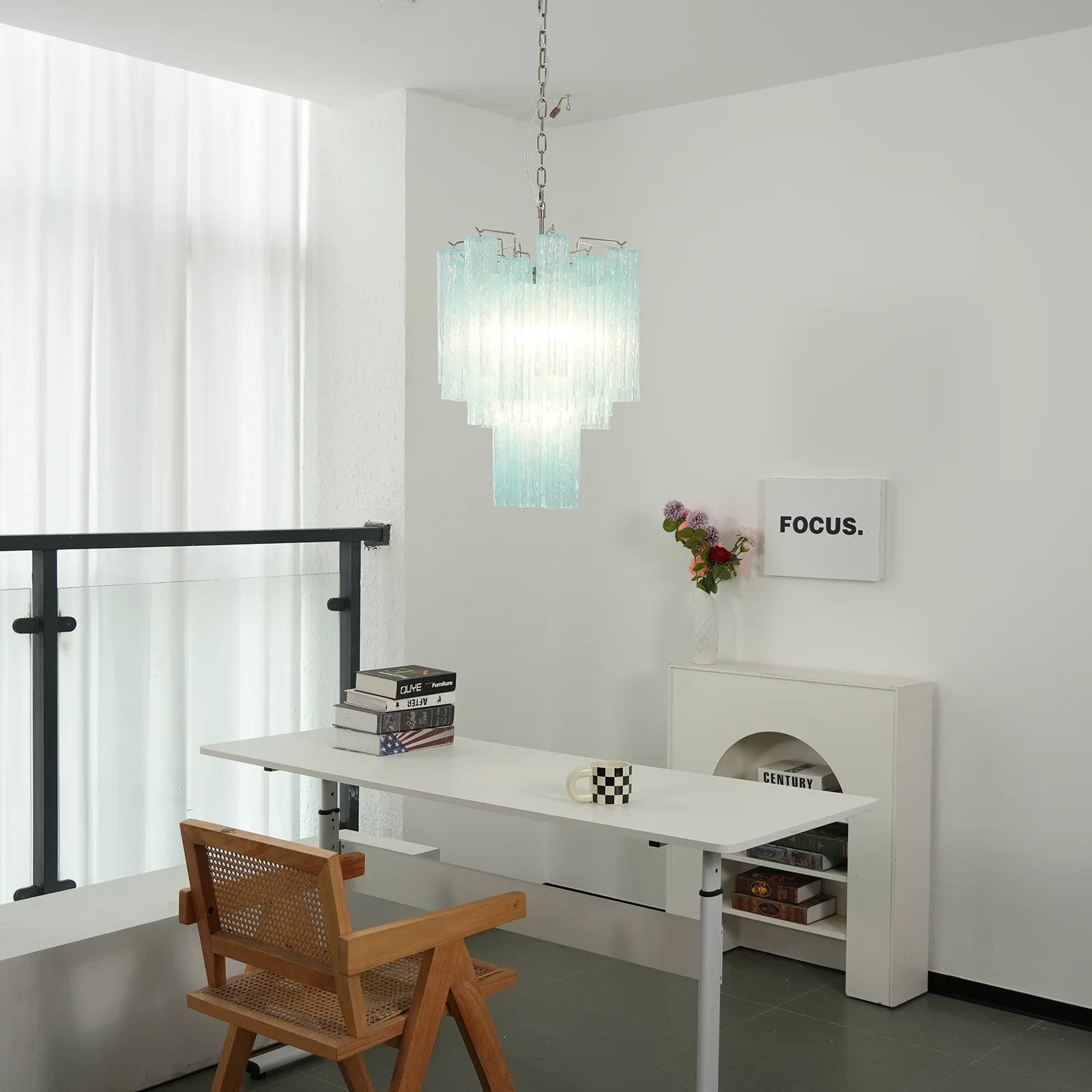 Blue Murano Glass Tube Chandelier - Nuvé