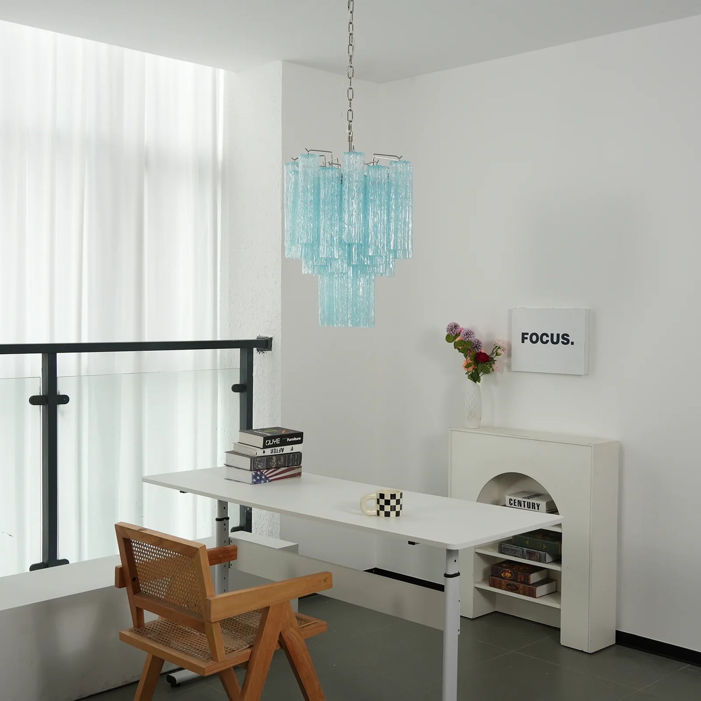 Blue Murano Glass Tube Chandelier - Nuvé