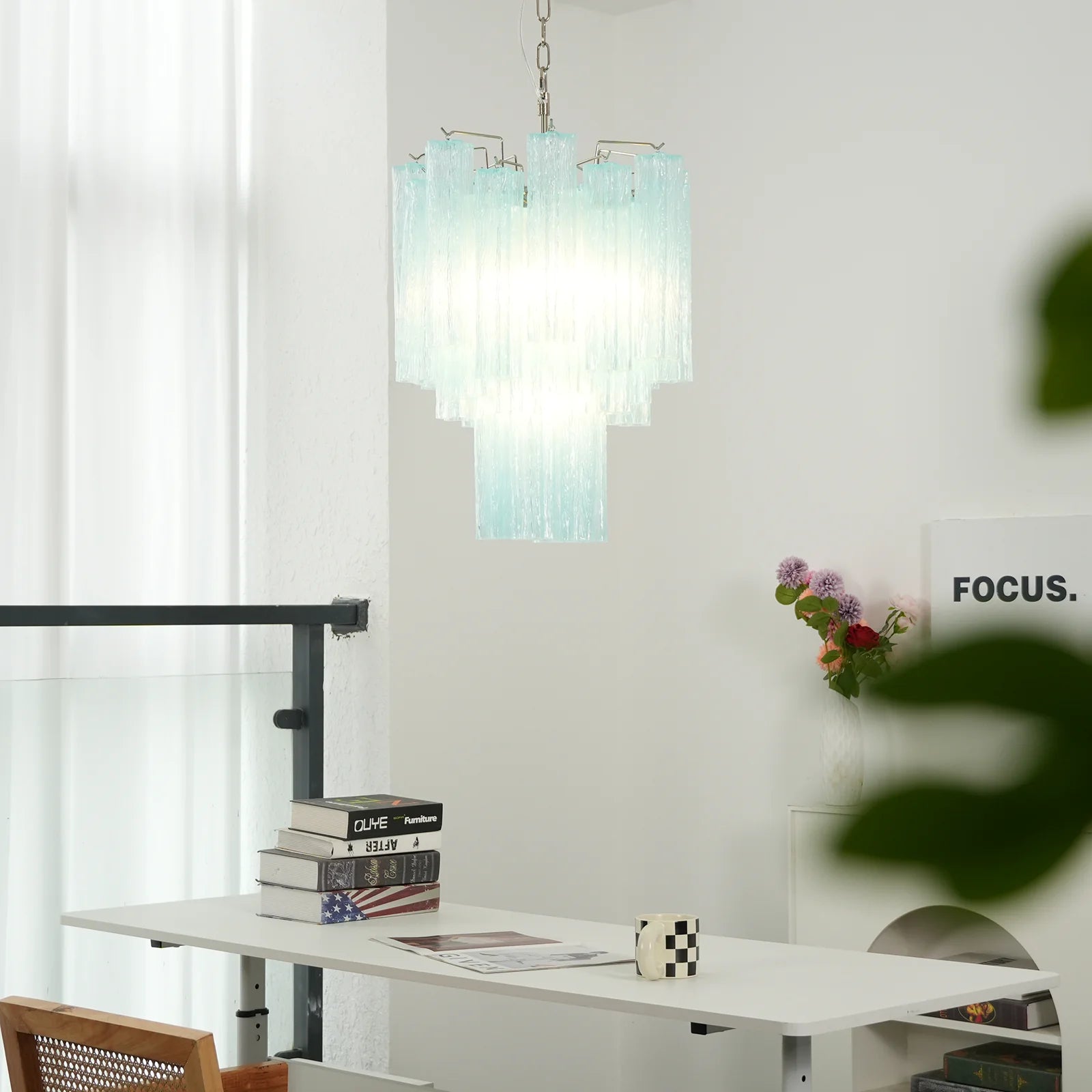 Blue Murano Glass Tube Chandelier - Nuvé