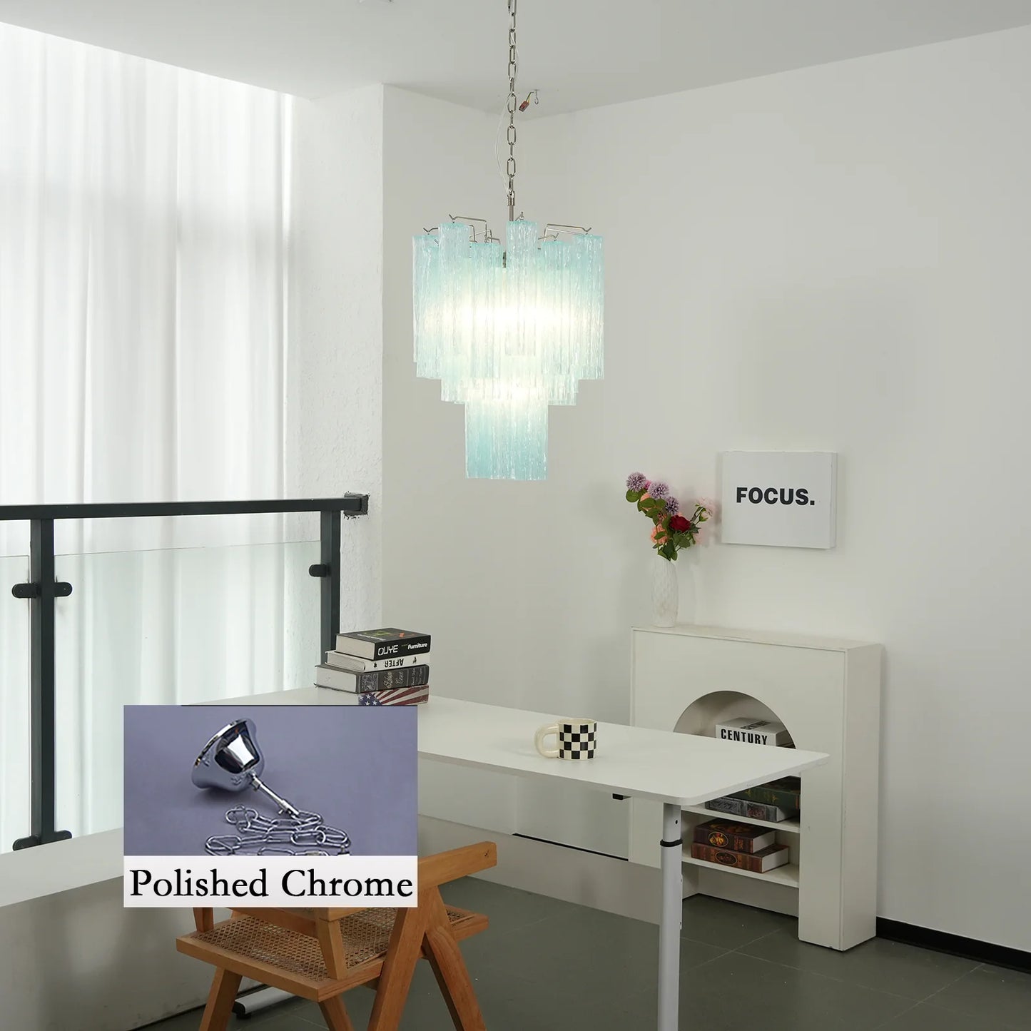 Blue Murano Glass Tube Chandelier - Nuvé