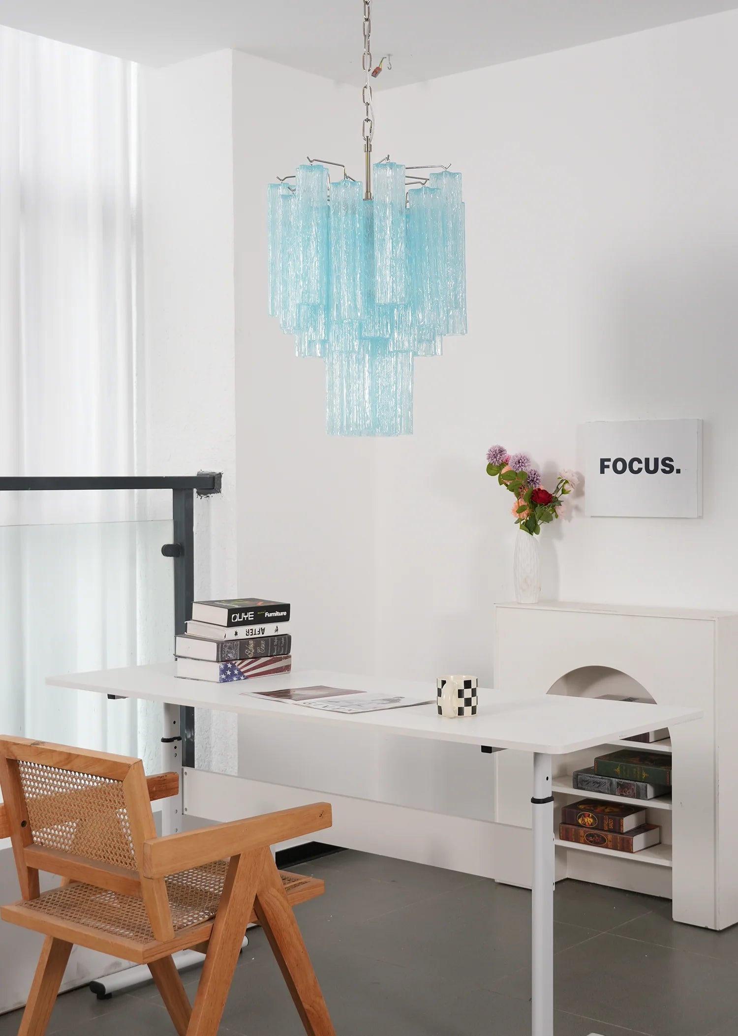 Blue Murano Glass Tube Chandelier - Nuvé