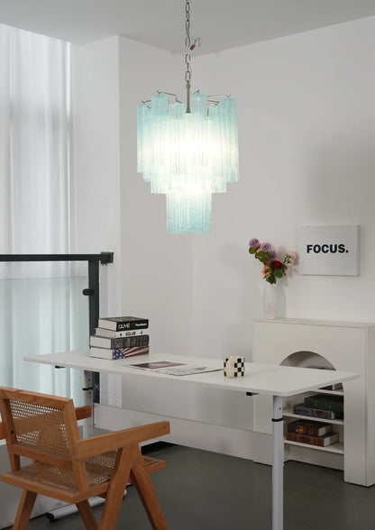 Marisol Fluted Blue Glass Tube Chandelier