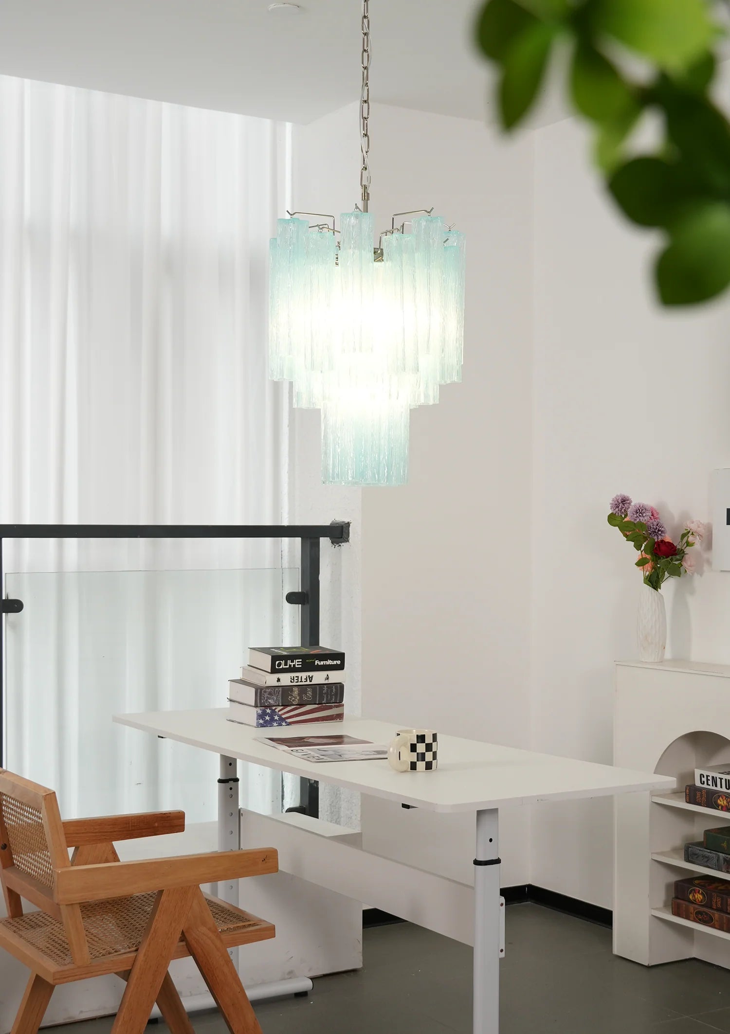 Blue Murano Glass Tube Chandelier - Nuvé