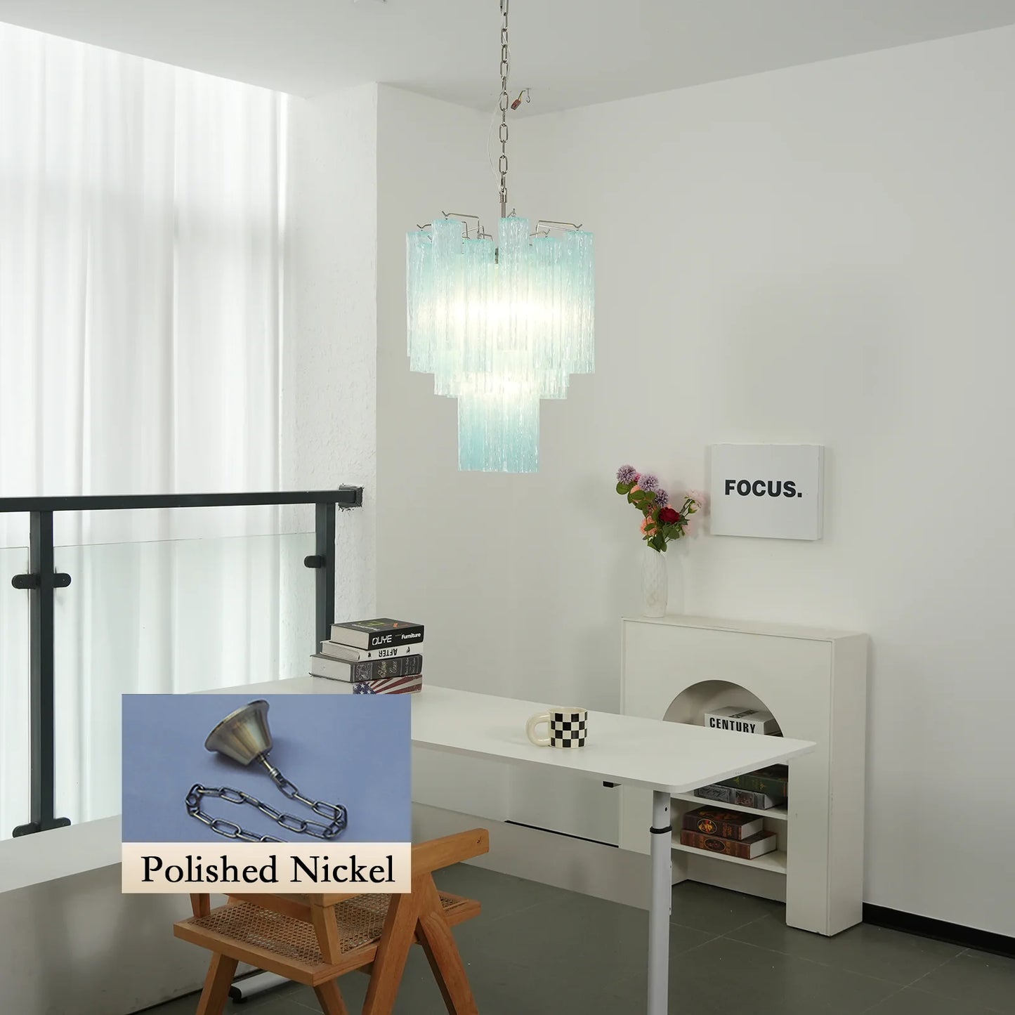 Blue Murano Glass Tube Chandelier - Nuvé