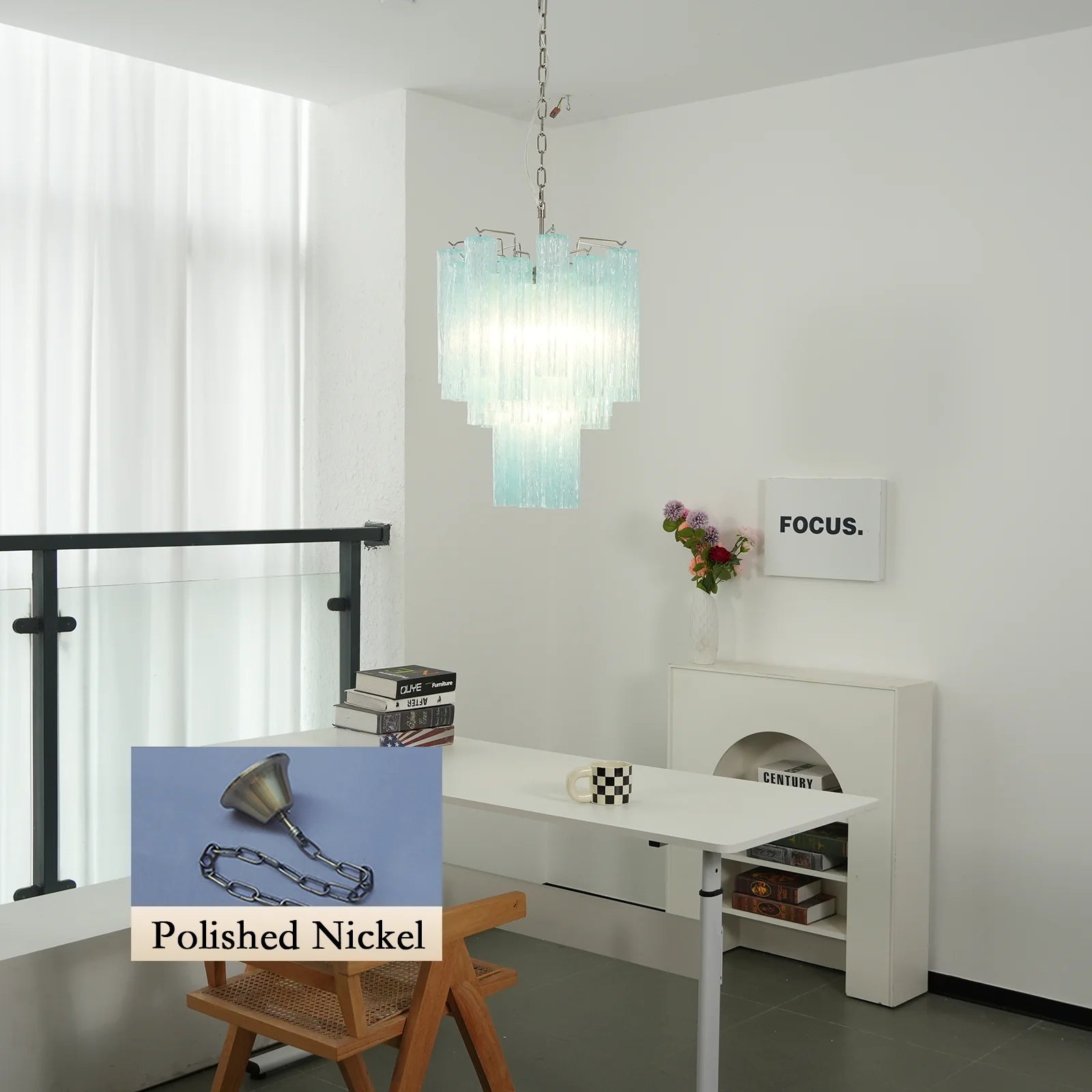Blue Murano Glass Tube Chandelier - Nuvé