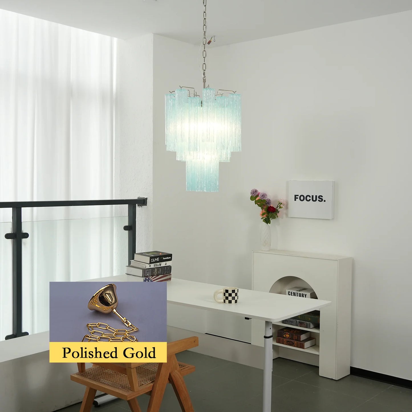 Blue Murano Glass Tube Chandelier - Nuvé
