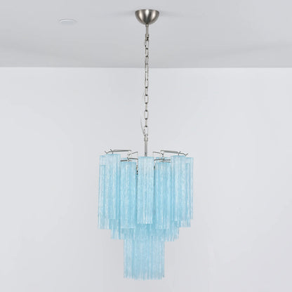Marisol Fluted Blue Glass Tube Chandelier