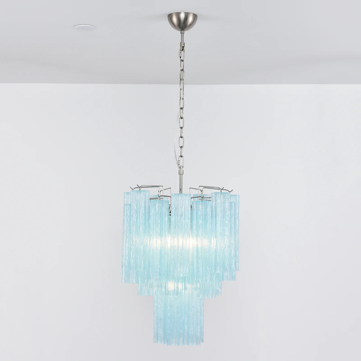 Marisol Fluted Blue Glass Tube Chandelier