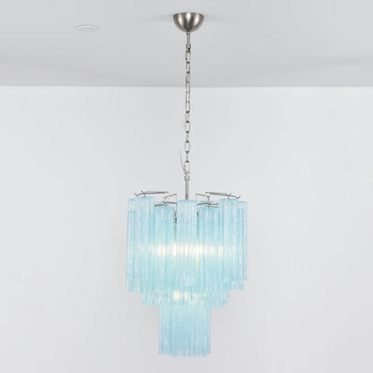 Marisol Fluted Blue Glass Tube Chandelier