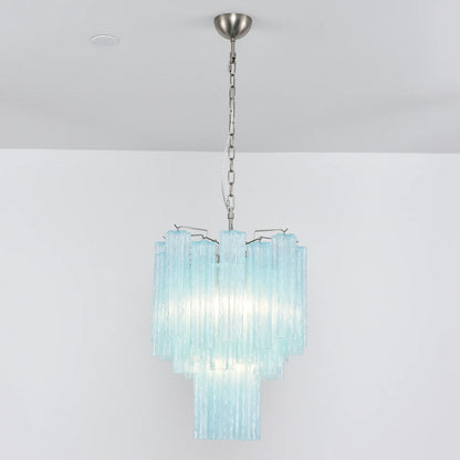 Marisol Fluted Blue Glass Tube Chandelier