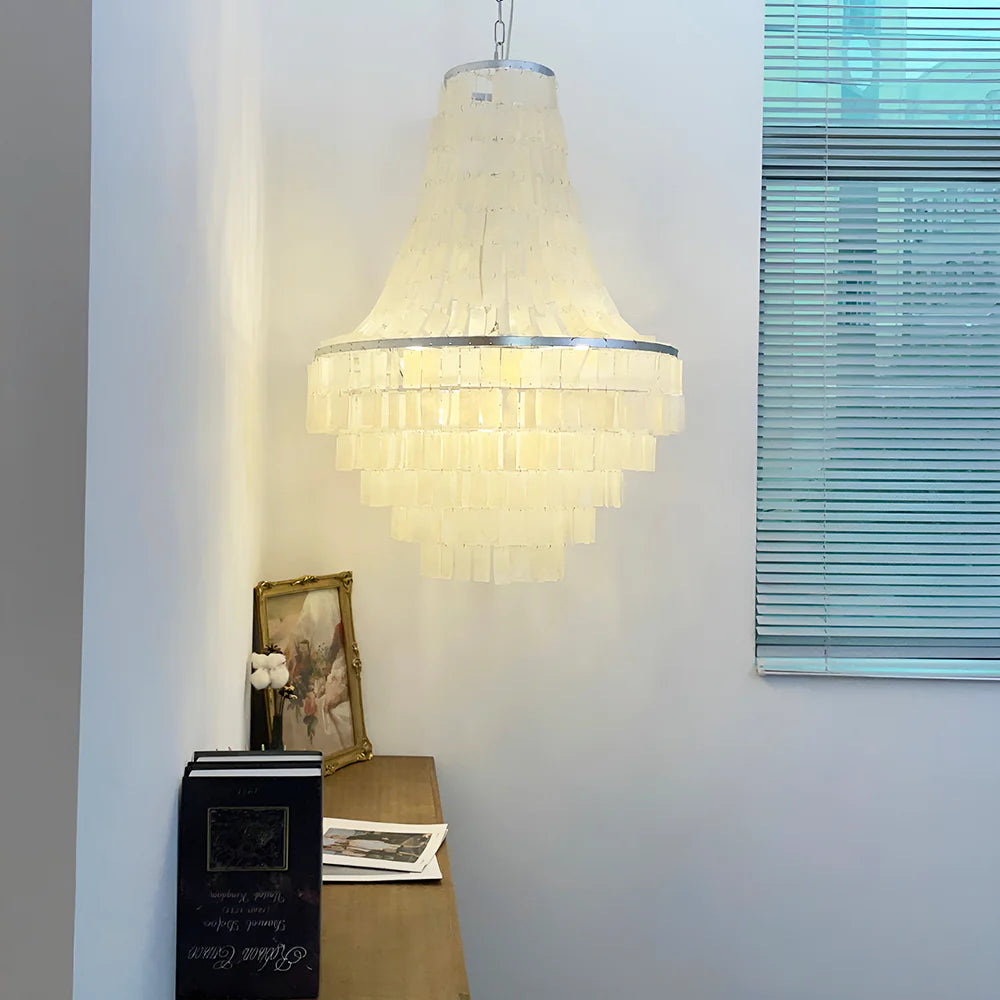 Boho Tiered Capiz Chandelier - Nuvé