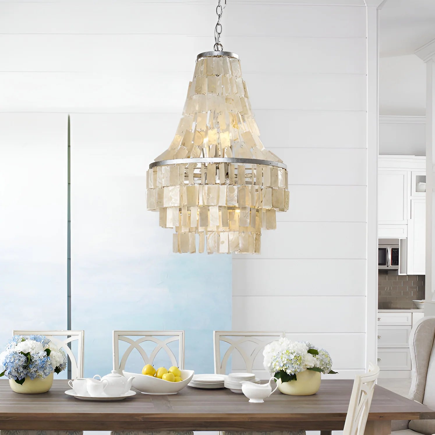 Boho Tiered Capiz Chandelier - Nuvé