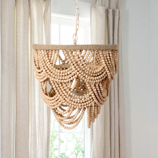 Boho Wood Beaded Chandelier - Nuvé