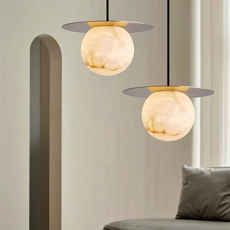 Borra Round Alabaster Pendant Light - Nuvé