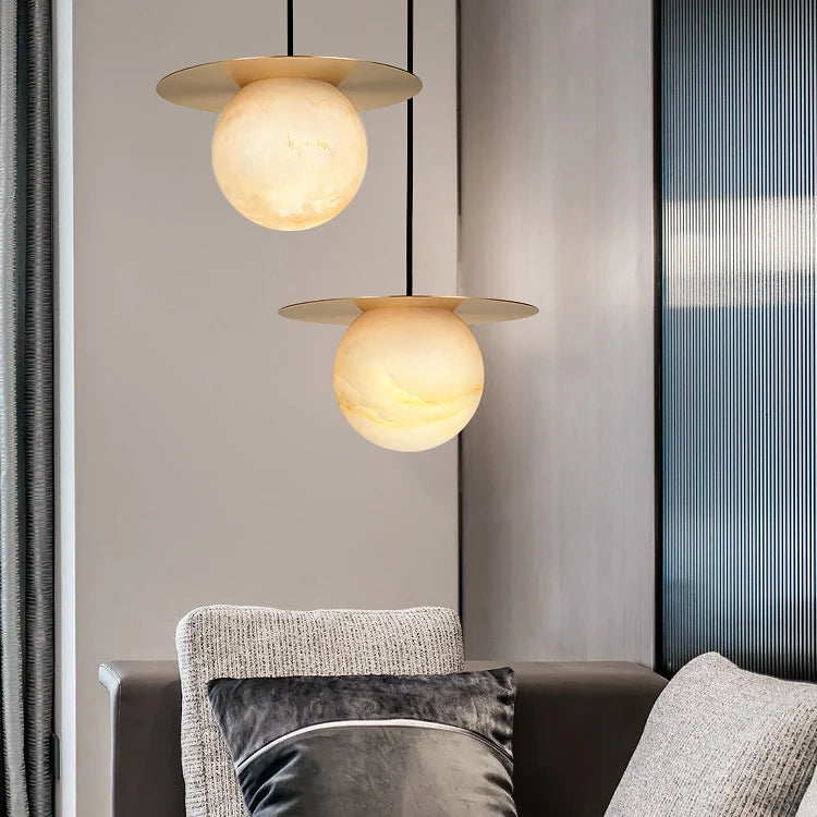 Borra Round Alabaster Pendant Light - Nuvé