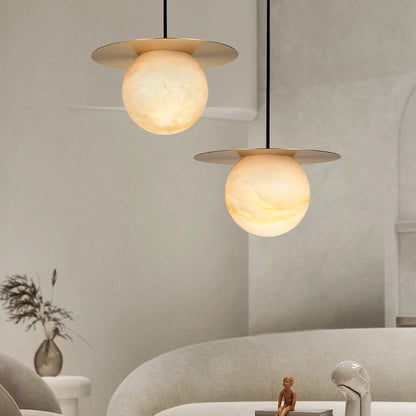 Saturn Round Alabaster Pendant Light
