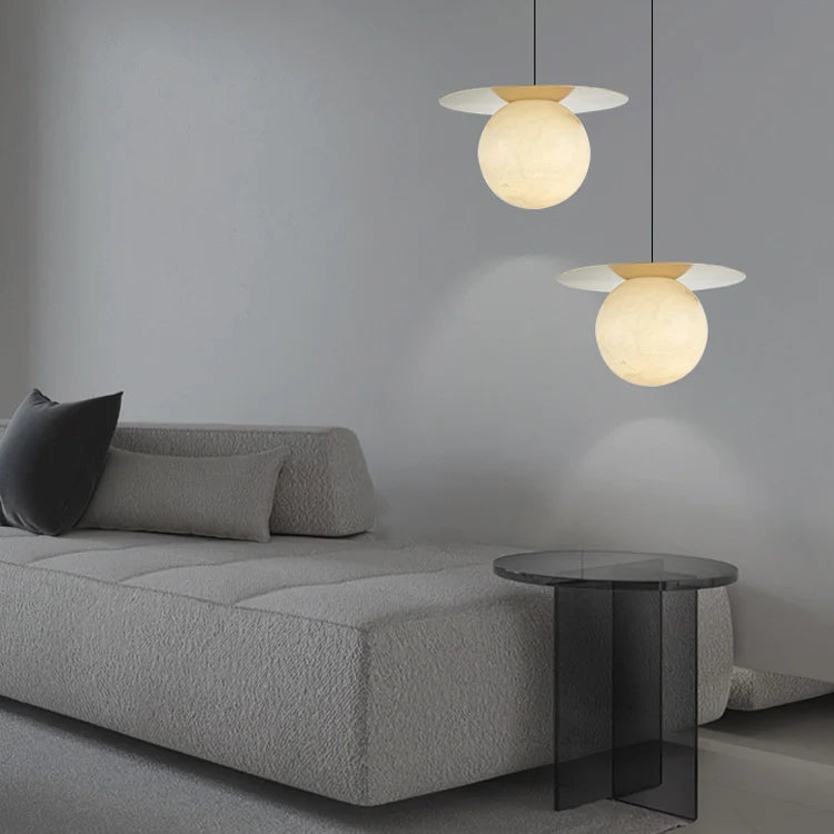 Borra Round Alabaster Pendant Light - Nuvé