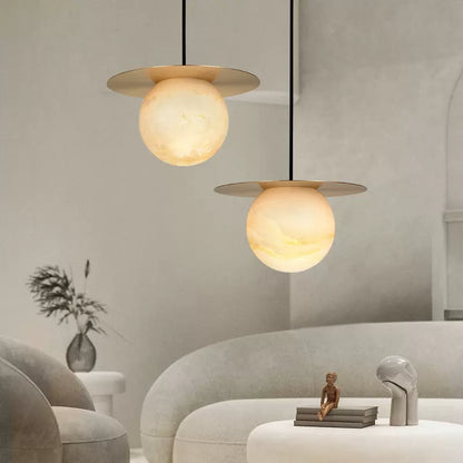 Borra Round Alabaster Pendant Light - Nuvé