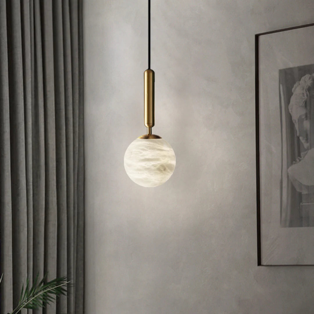 Bosso Brass Alabaster Pendant Lamp - Nuvé
