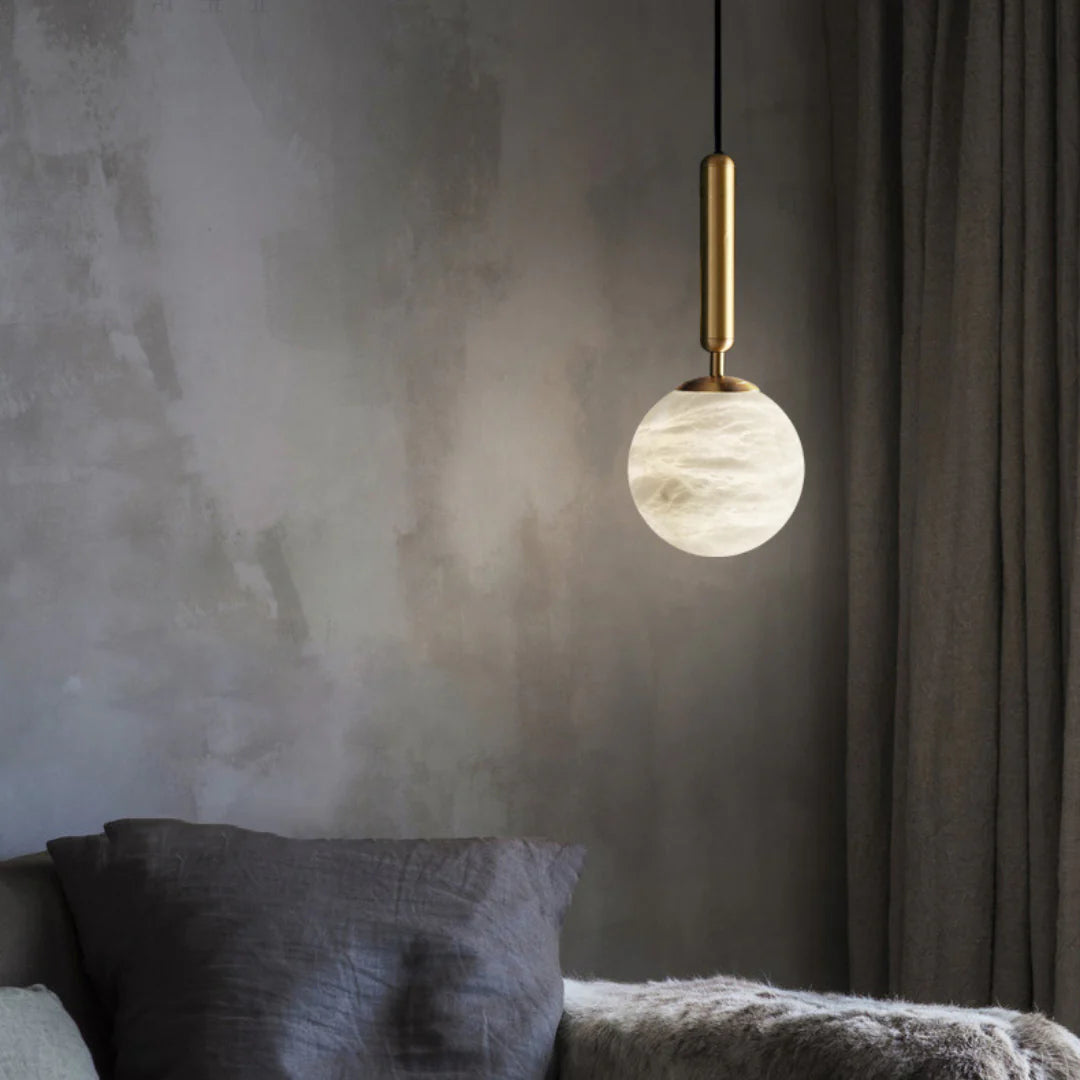 Bosso Brass Alabaster Pendant Lamp - Nuvé