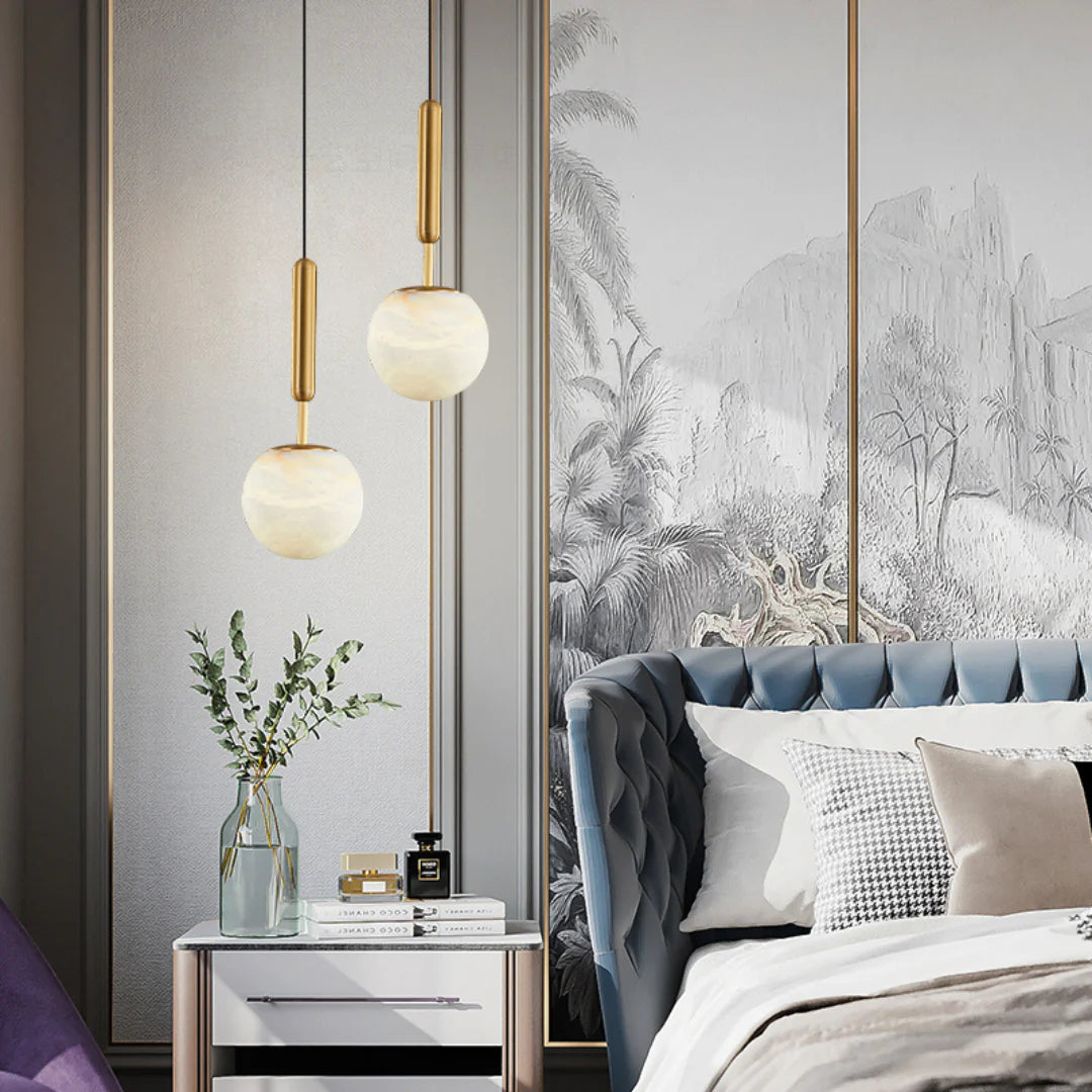 Bosso Brass Alabaster Pendant Lamp - Nuvé