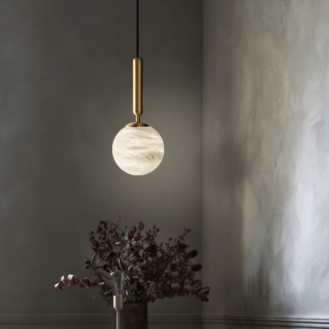 Bosso Brass Alabaster Pendant Lamp - Nuvé