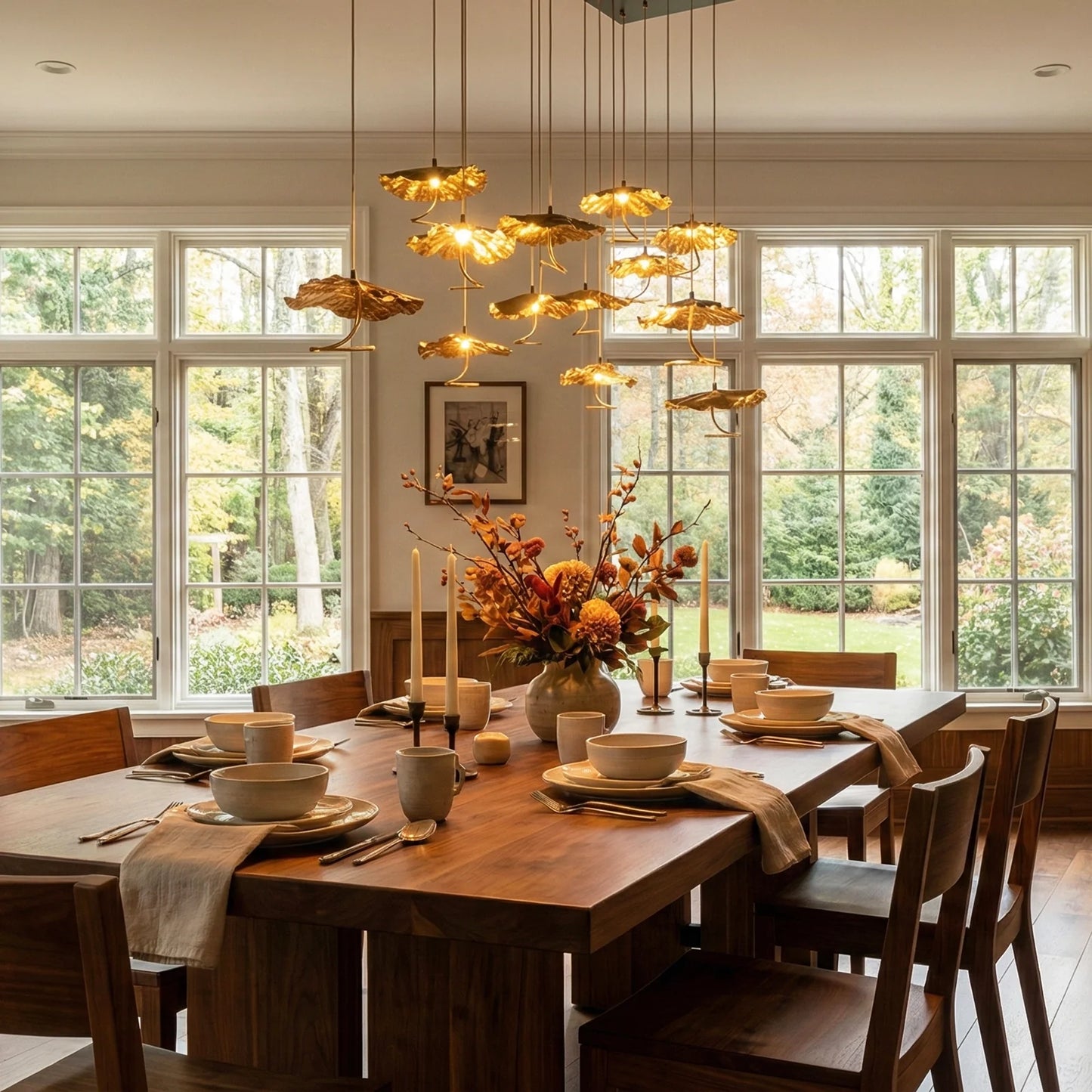 Brass aviary constellation chandelier by korewolamp featuring a starry, bird-inspired design with multiple light bulbs.