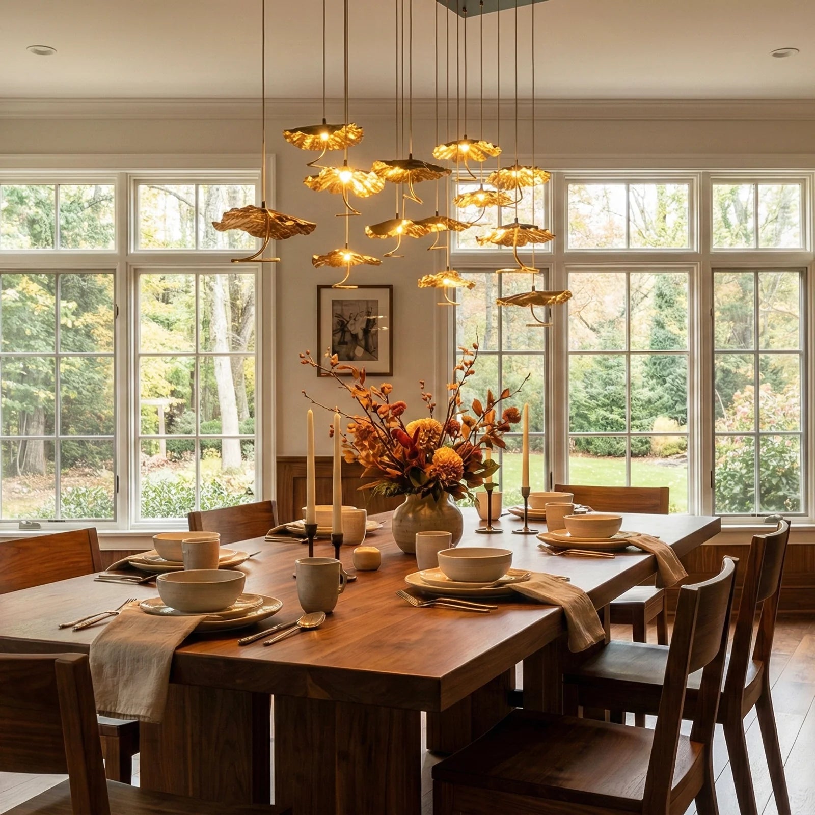 Brass aviary constellation chandelier by korewolamp featuring a starry, bird-inspired design with multiple light bulbs.