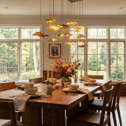 Brass aviary constellation chandelier by korewolamp featuring a starry, bird-inspired design with multiple light bulbs.