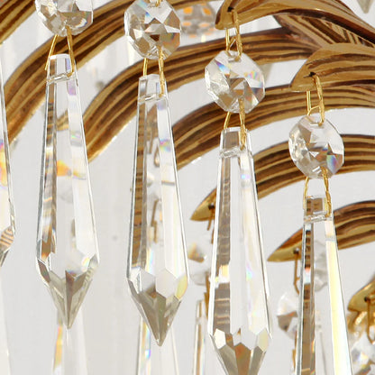 Brass Palm Leaf Crystal Chandelier - Nuvé
