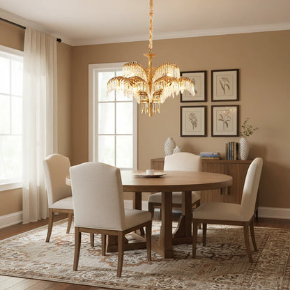 Brass Palm Leaf Crystal Chandelier - Nuvé