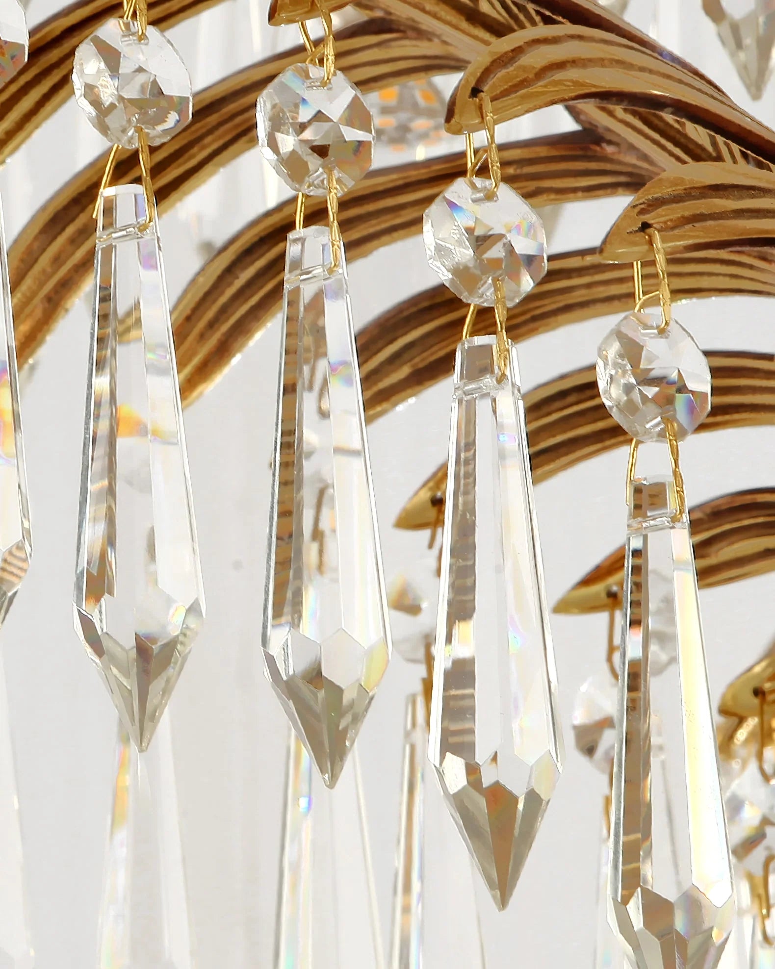 Brass Palm Leaf Crystal Chandelier - Nuvé